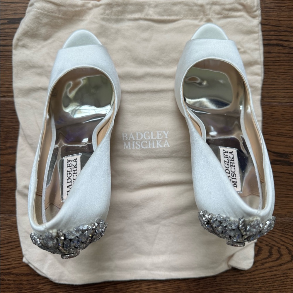 Badgley Mischka White Embellished Heels